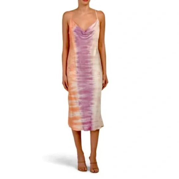 strapless open back dress Young Fabulous & Broke pink tie dye dress  halfshellvintage